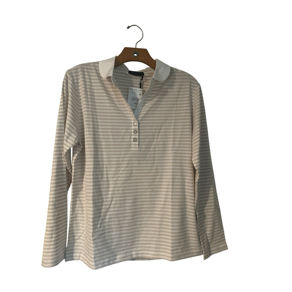 GC Fontana Brown & White‎ Stripe Long Sleeve Rugby  Amazingly Soft Size XL NWT